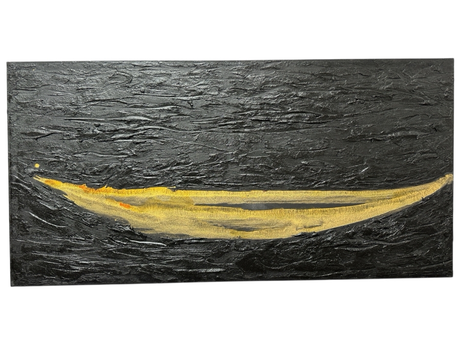 Gerrit Greve (1948-2024, Cardiff by the Sea, CA) Original Acrylic Painting On Canvas Titled 'Spirit Boat VII' 2007 Signed Verso 48' X 24' Estimate $1,152 - $1,440 [Photo 1]