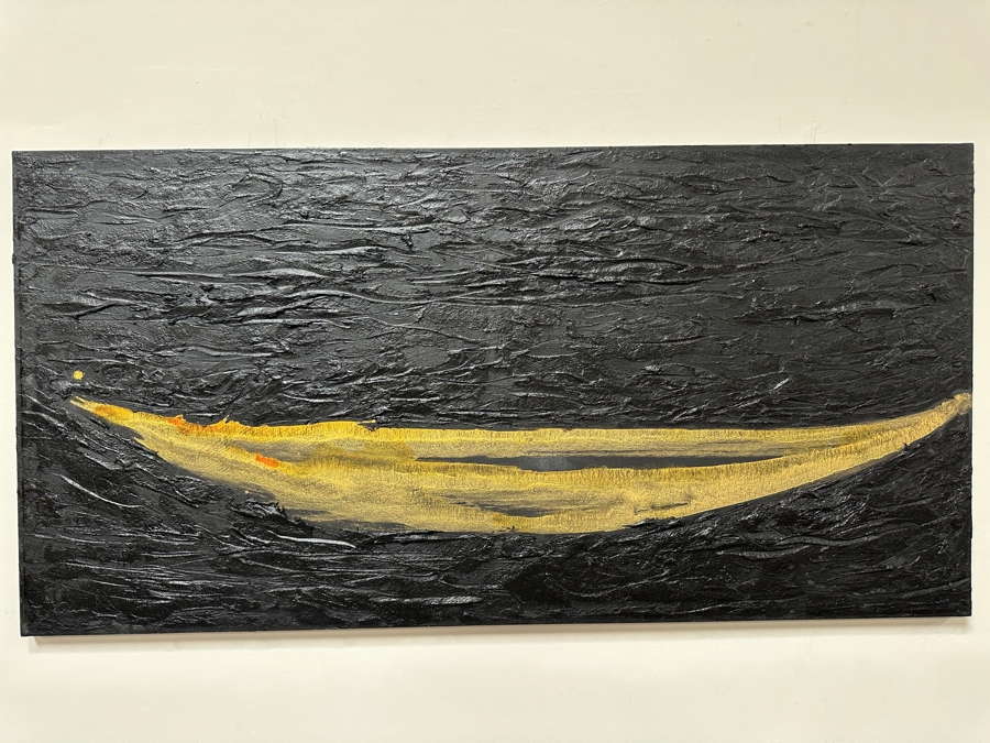 Gerrit Greve (1948-2024, Cardiff by the Sea, CA) Original Acrylic Painting On Canvas Titled 'Spirit Boat VII' 2007 Signed Verso 48' X 24' Estimate $1,152 - $1,440 [Photo 2]