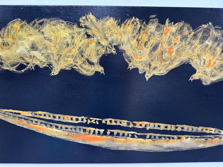 Gerrit Greve (1948-2024, Cardiff by the Sea, CA) Original Acrylic Painting On Canvas Titled 'Spirit Boat Allegory 53' 2007 Signed Verso 48' X 24' Estimate $1,152 - $1,440 [Photo 3]