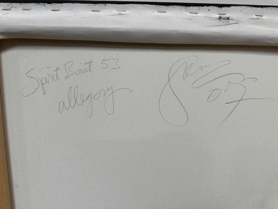 Gerrit Greve (1948-2024, Cardiff by the Sea, CA) Original Acrylic Painting On Canvas Titled 'Spirit Boat Allegory 53' 2007 Signed Verso 48' X 24' Estimate $1,152 - $1,440 [Photo 7]