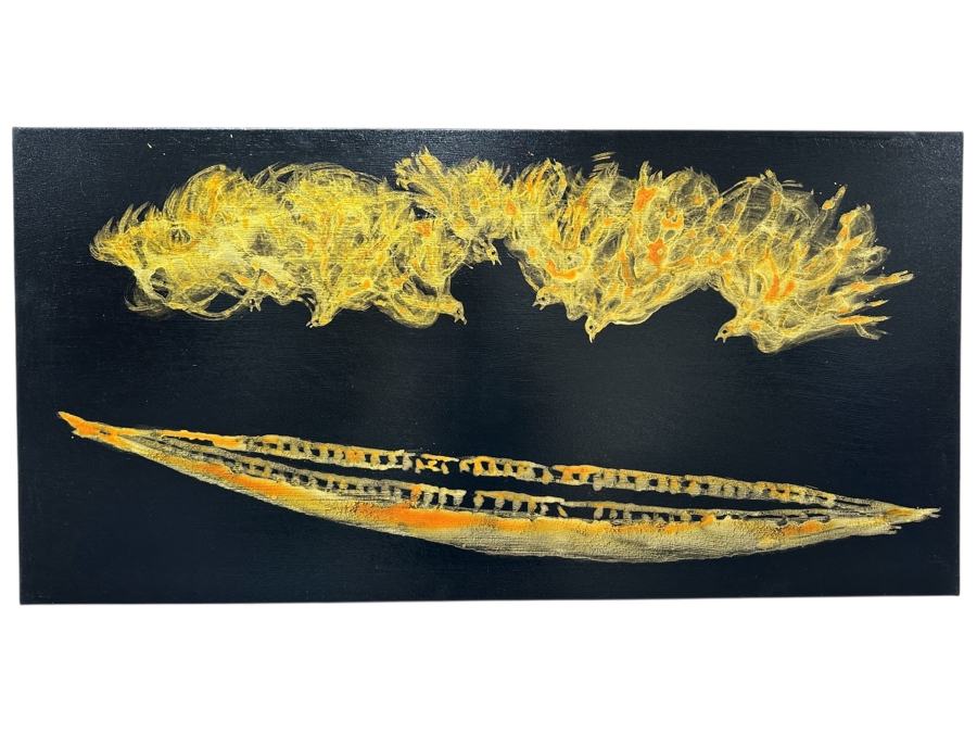 Gerrit Greve (1948-2024, Cardiff by the Sea, CA) Original Acrylic Painting On Canvas Titled 'Spirit Boat Allegory 53' 2007 Signed Verso 48' X 24' Estimate $1,152 - $1,440 [Photo 1]