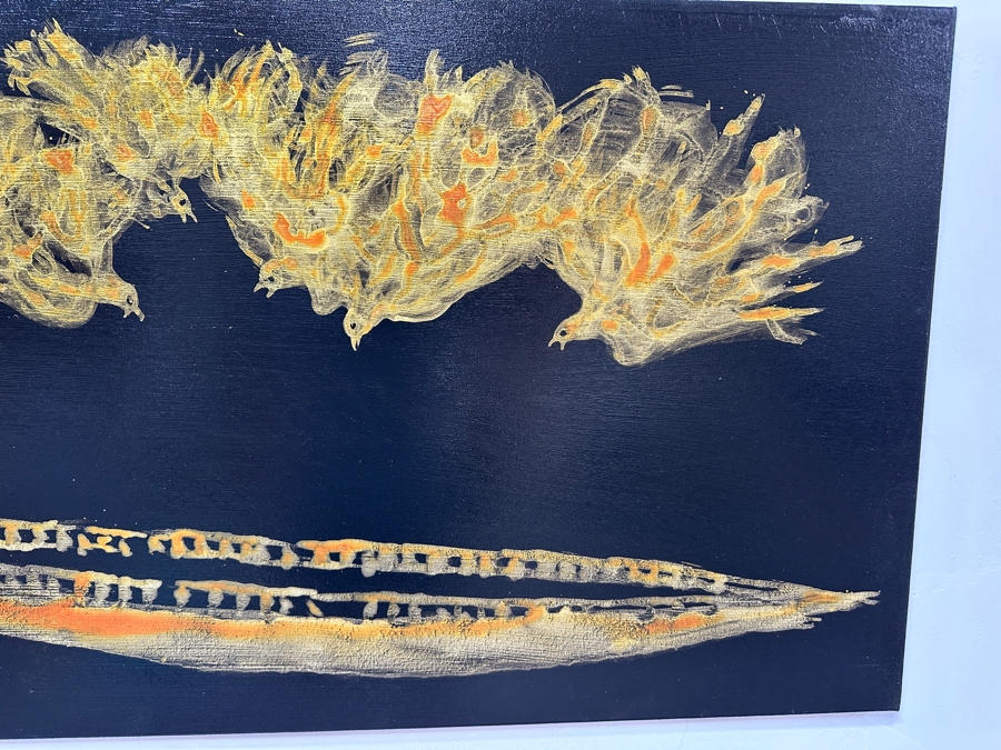 Gerrit Greve (1948-2024, Cardiff by the Sea, CA) Original Acrylic Painting On Canvas Titled 'Spirit Boat Allegory 53' 2007 Signed Verso 48' X 24' Estimate $1,152 - $1,440 [Photo 4]