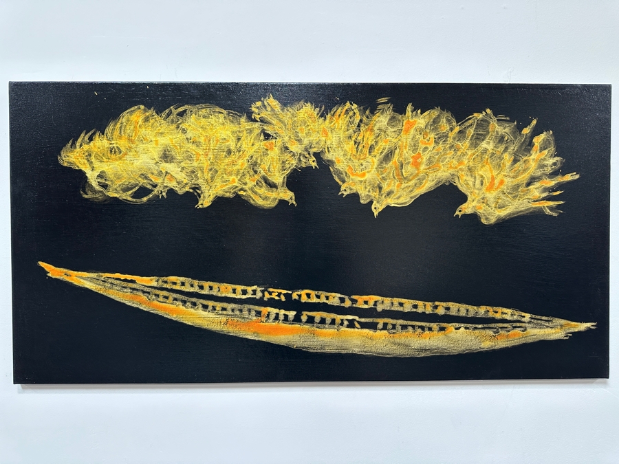 Gerrit Greve (1948-2024, Cardiff by the Sea, CA) Original Acrylic Painting On Canvas Titled 'Spirit Boat Allegory 53' 2007 Signed Verso 48' X 24' Estimate $1,152 - $1,440 [Photo 2]