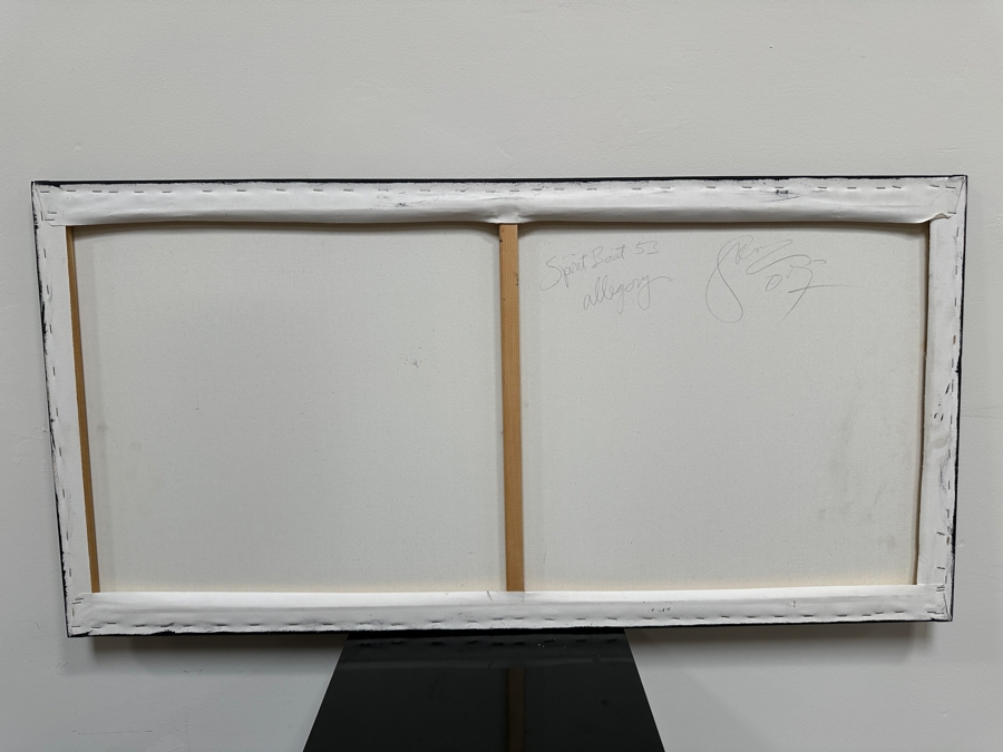 Gerrit Greve (1948-2024, Cardiff by the Sea, CA) Original Acrylic Painting On Canvas Titled 'Spirit Boat Allegory 53' 2007 Signed Verso 48' X 24' Estimate $1,152 - $1,440 [Photo 6]