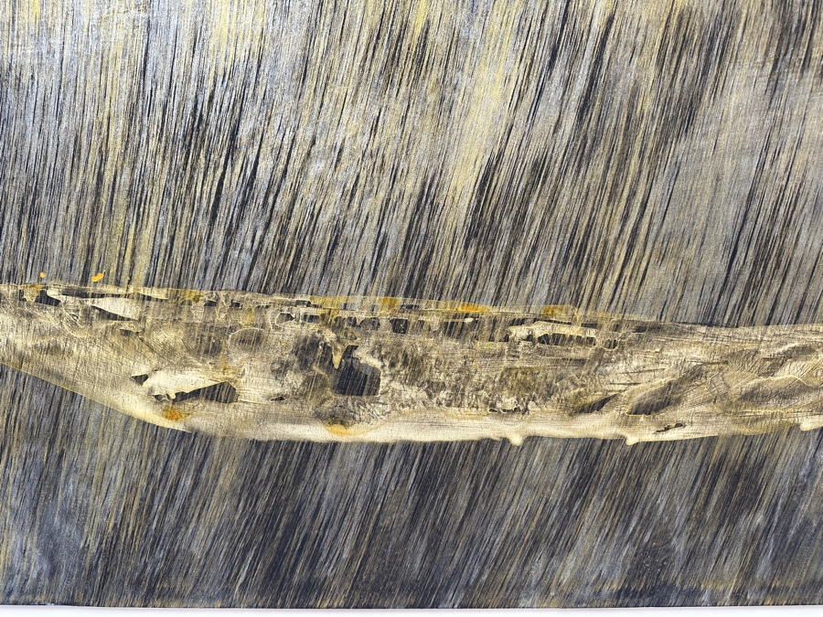 Gerrit Greve (1948-2024, Cardiff by the Sea, CA) Original Acrylic Painting On Canvas Titled 'Spirit Boat In Gold Rain' 2007 Signed Verso 48' X 24' Estimate $1,152 - $1,440 [Photo 4]
