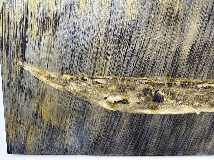 Gerrit Greve (1948-2024, Cardiff by the Sea, CA) Original Acrylic Painting On Canvas Titled 'Spirit Boat In Gold Rain' 2007 Signed Verso 48' X 24' Estimate $1,152 - $1,440 [Photo 3]