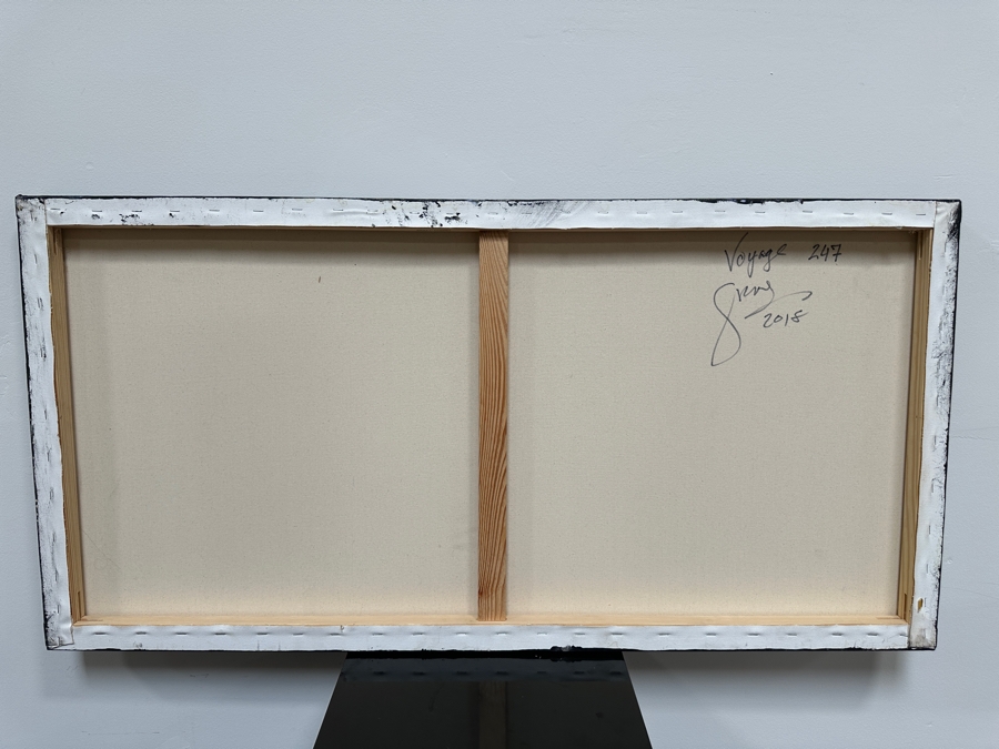 Gerrit Greve (1948-2024, Cardiff by the Sea, CA) Original Acrylic Painting On Canvas Titled 'Voyage 247' 2018 Signed Verso 48' X 24' Estimate $1,152 - $1,440 [Photo 5]