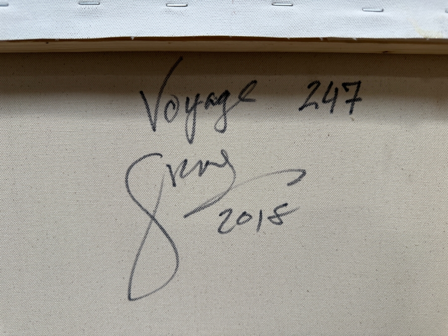 Gerrit Greve (1948-2024, Cardiff by the Sea, CA) Original Acrylic Painting On Canvas Titled 'Voyage 247' 2018 Signed Verso 48' X 24' Estimate $1,152 - $1,440 [Photo 6]