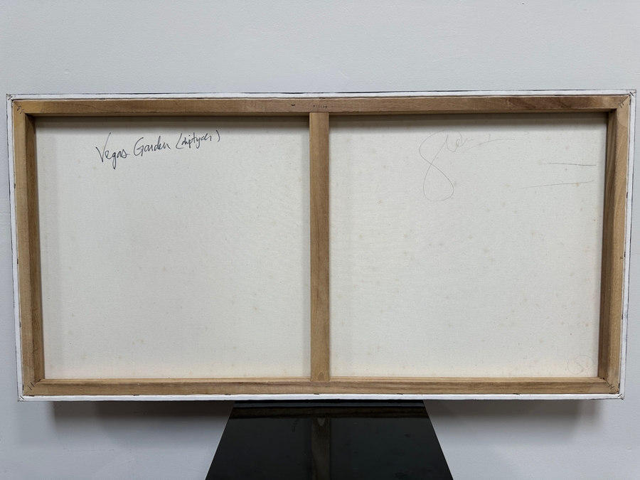 Gerrit Greve (1948-2024, Cardiff by the Sea, CA) Original Acrylic Diptych Painting On Canvas Titled 'Vegas Garden'  Signed Verso 96' X 24' Estimate $2,304 - $2,880 [Photo 12]