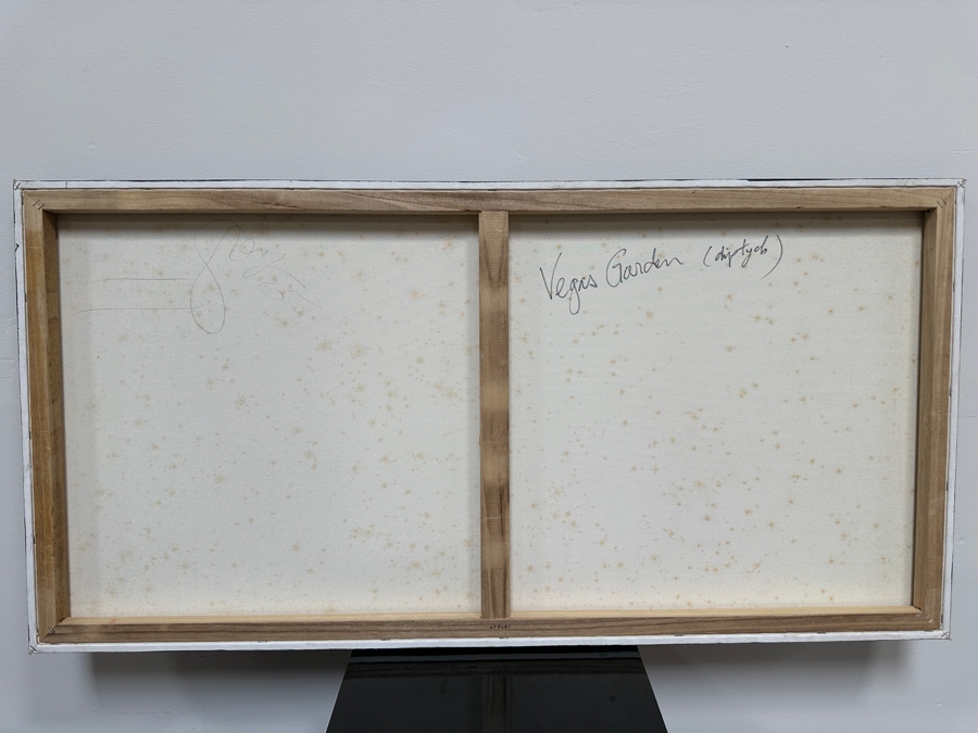 Gerrit Greve (1948-2024, Cardiff by the Sea, CA) Original Acrylic Diptych Painting On Canvas Titled 'Vegas Garden'  Signed Verso 96' X 24' Estimate $2,304 - $2,880 [Photo 8]