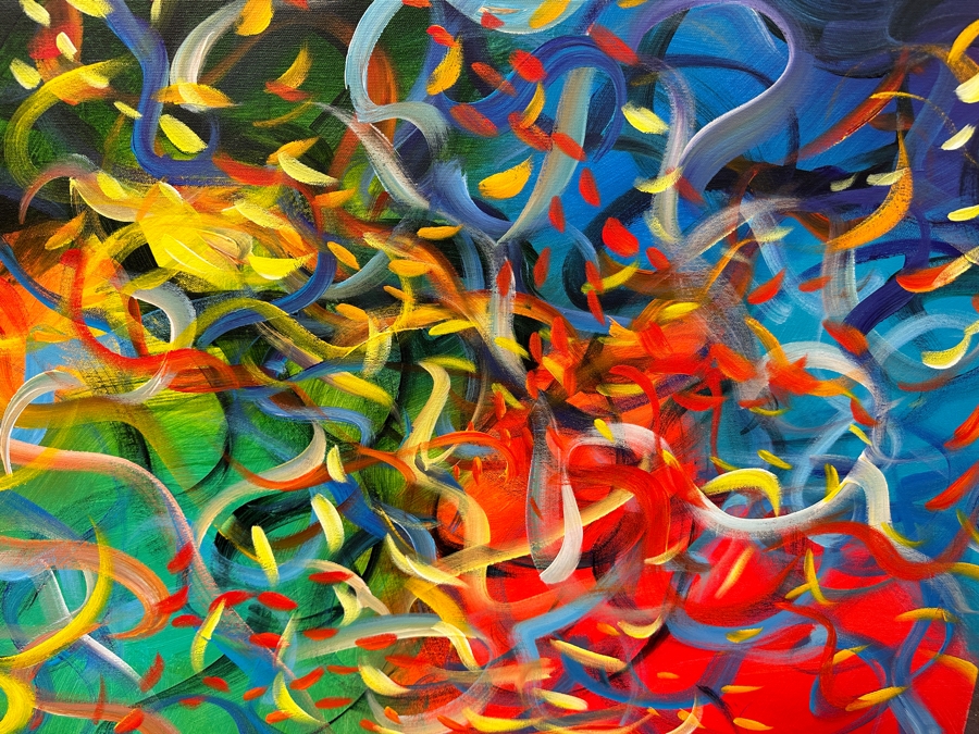 Gerrit Greve (1948-2024, Cardiff by the Sea, CA) Original Acrylic Diptych Painting On Canvas Titled 'Vegas Garden'  Signed Verso 96' X 24' Estimate $2,304 - $2,880 [Photo 7]