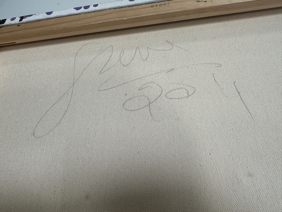 Gerrit Greve (1948-2024, Cardiff by the Sea, CA) Original Acrylic Sand Painting On Canvas Titled 'In Remembrance United States Flag' 2012 Signed Verso 48' X 24' Estimate $1,152 - $1,440 [Photo 9]