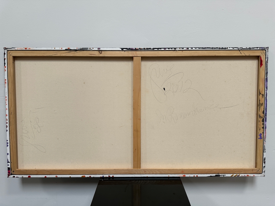 Gerrit Greve (1948-2024, Cardiff by the Sea, CA) Original Acrylic Sand Painting On Canvas Titled 'In Remembrance United States Flag' 2012 Signed Verso 48' X 24' Estimate $1,152 - $1,440 [Photo 7]