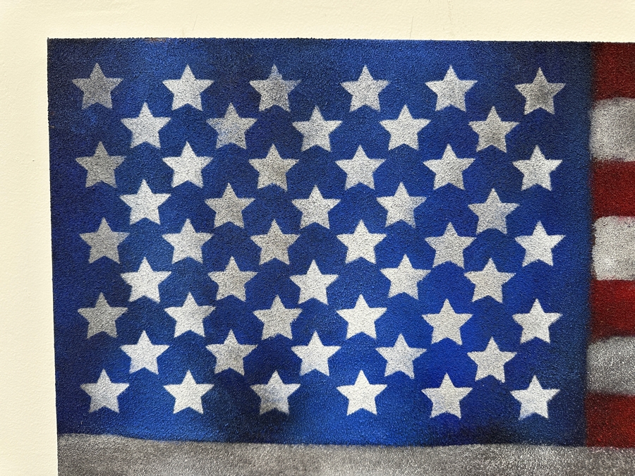 Gerrit Greve (1948-2024, Cardiff by the Sea, CA) Original Acrylic Sand Painting On Canvas Titled 'In Remembrance United States Flag' 2012 Signed Verso 48' X 24' Estimate $1,152 - $1,440 [Photo 3]
