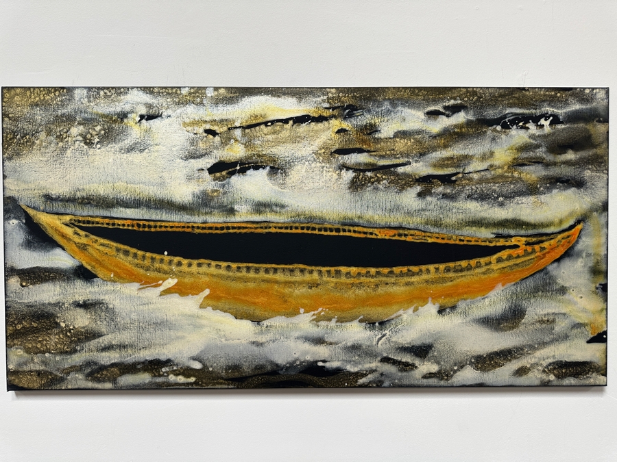 Gerrit Greve (1948-2024, Cardiff by the Sea, CA) Original Acrylic Painting On Canvas Titled 'Voyage 121' 2014 Signed Verso 48' X 24' Estimate $1,152 - $1,440 [Photo 2]