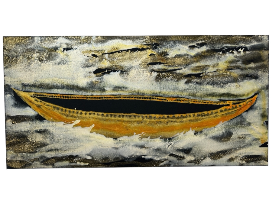Gerrit Greve (1948-2024, Cardiff by the Sea, CA) Original Acrylic Painting On Canvas Titled 'Voyage 121' 2014 Signed Verso 48' X 24' Estimate $1,152 - $1,440 [Photo 1]