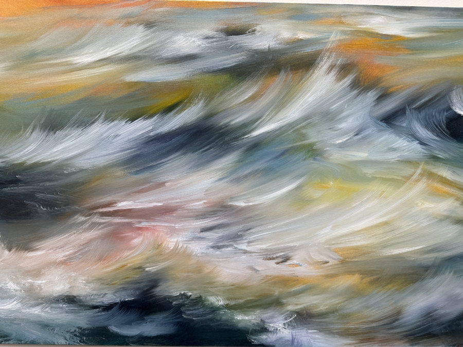 Gerrit Greve (1948-2024, Cardiff by the Sea, CA) Original Acrylic Painting On Canvas Titled 'Ocean Legends' 2003 Signed Lower Left And Verso 48' X 24' Estimate $1,152 - $1,440 [Photo 3]