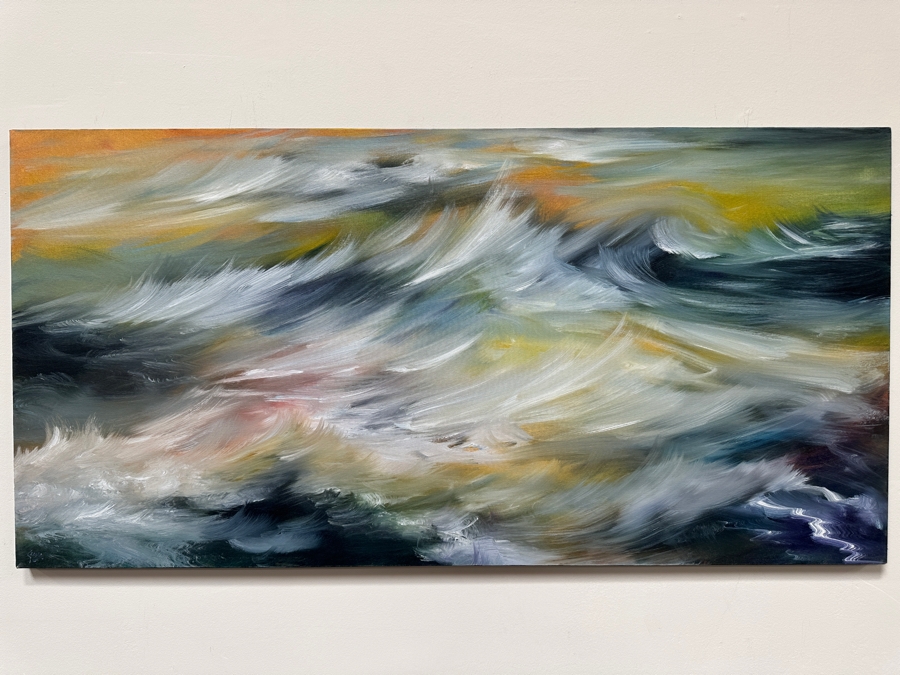 Gerrit Greve (1948-2024, Cardiff by the Sea, CA) Original Acrylic Painting On Canvas Titled 'Ocean Legends' 2003 Signed Lower Left And Verso 48' X 24' Estimate $1,152 - $1,440 [Photo 2]