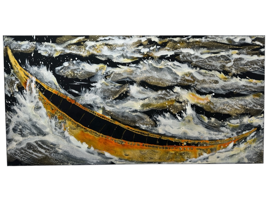 Gerrit Greve (1948-2024, Cardiff by the Sea, CA) Original Acrylic Painting On Canvas Titled 'Voyage 122' 2014 Signed Verso 48' X 24' Estimate $1,152 - $1,440 [Photo 1]