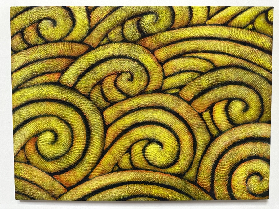 Gerrit Greve (1948-2024, Cardiff by the Sea, CA) Original Acrylic Painting On Canvas Titled 'Yellow Waves' 1992 Signed Verso 30' X 40' Estimate $1,200 - $1,500 [Photo 2]