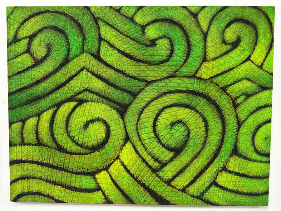 Gerrit Greve (1948-2024, Cardiff by the Sea, CA) Original Acrylic Painting On Canvas Titled 'Green Waves' 1992 Signed Verso 30' X 40' Estimate $1,200 - $1,500 [Photo 2]