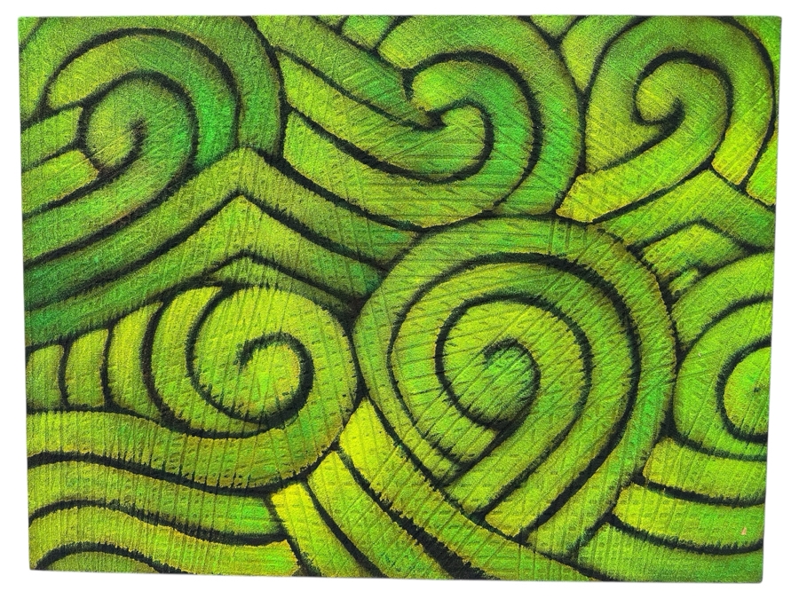 Gerrit Greve (1948-2024, Cardiff by the Sea, CA) Original Acrylic Painting On Canvas Titled 'Green Waves' 1992 Signed Verso 30' X 40' Estimate $1,200 - $1,500 [Photo 1]