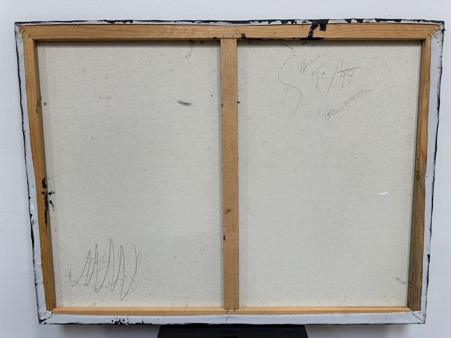 Gerrit Greve (1948-2024, Cardiff by the Sea, CA) Original Acrylic Painting On Canvas Titled 'Green Waves' 1992 Signed Verso 30' X 40' Estimate $1,200 - $1,500 [Photo 5]