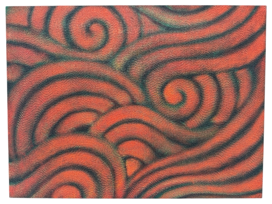 Gerrit Greve (1948-2024, Cardiff by the Sea, CA) Original Acrylic Painting On Canvas Titled 'Red Waves' 1992 Signed Verso 30' X 40' Estimate $1,200 - $1,500 [Photo 1]