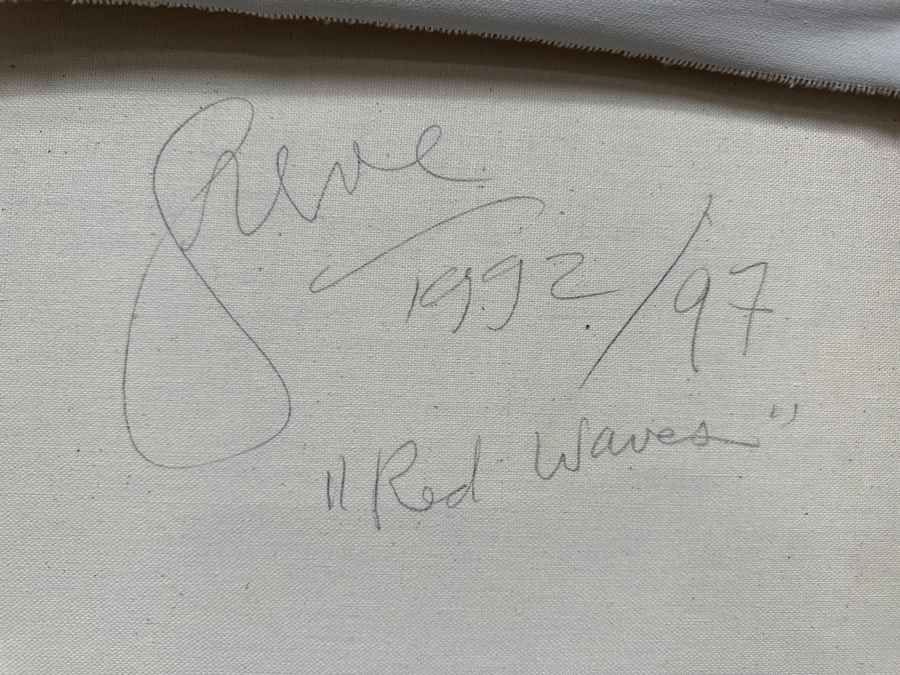 Gerrit Greve (1948-2024, Cardiff by the Sea, CA) Original Acrylic Painting On Canvas Titled 'Red Waves' 1992 Signed Verso 30' X 40' Estimate $1,200 - $1,500 [Photo 6]