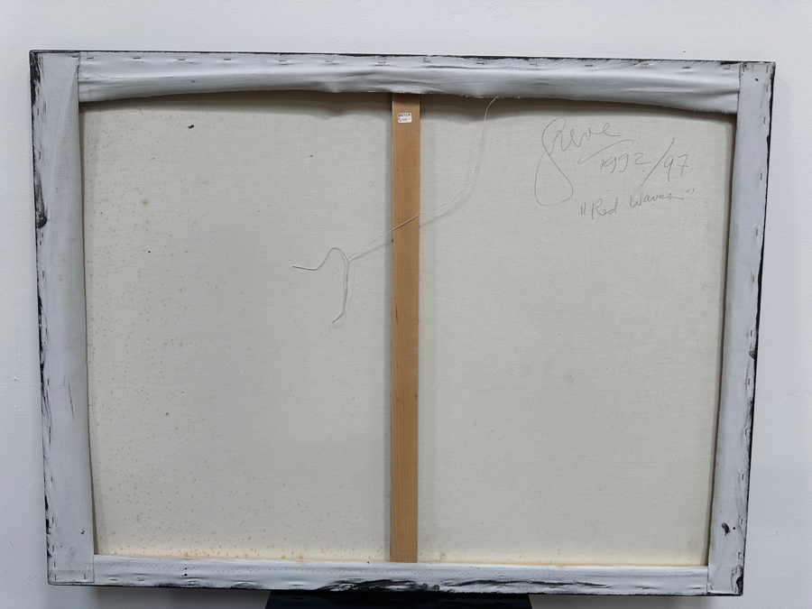 Gerrit Greve (1948-2024, Cardiff by the Sea, CA) Original Acrylic Painting On Canvas Titled 'Red Waves' 1992 Signed Verso 30' X 40' Estimate $1,200 - $1,500 [Photo 5]