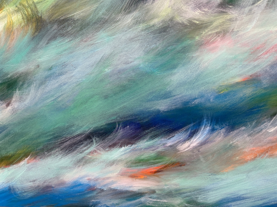 Gerrit Greve (1948-2024, Cardiff by the Sea, CA) Original Acrylic Painting On Canvas Titled 'December Ocean 2'  Signed Verso 30' X 40' Estimate $1,200 - $1,500 [Photo 4]