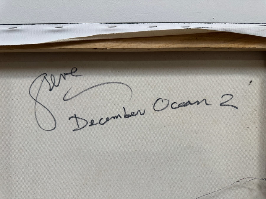 Gerrit Greve (1948-2024, Cardiff by the Sea, CA) Original Acrylic Painting On Canvas Titled 'December Ocean 2'  Signed Verso 30' X 40' Estimate $1,200 - $1,500 [Photo 7]