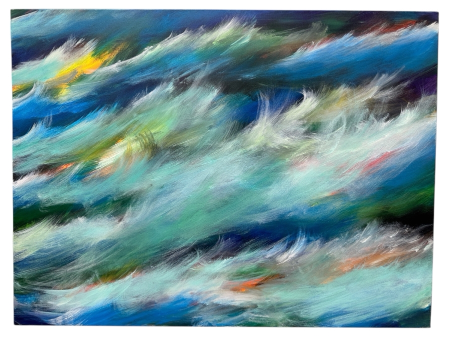 Gerrit Greve (1948-2024, Cardiff by the Sea, CA) Original Acrylic Painting On Canvas Titled 'December Ocean 2'  Signed Verso 30' X 40' Estimate $1,200 - $1,500