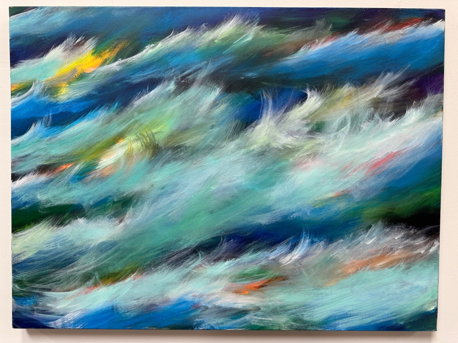 Gerrit Greve (1948-2024, Cardiff by the Sea, CA) Original Acrylic Painting On Canvas Titled 'December Ocean 2'  Signed Verso 30' X 40' Estimate $1,200 - $1,500 [Photo 2]