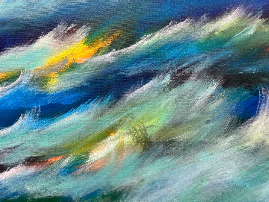 Gerrit Greve (1948-2024, Cardiff by the Sea, CA) Original Acrylic Painting On Canvas Titled 'December Ocean 2'  Signed Verso 30' X 40' Estimate $1,200 - $1,500 [Photo 3]