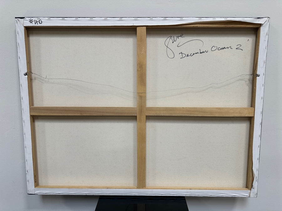 Gerrit Greve (1948-2024, Cardiff by the Sea, CA) Original Acrylic Painting On Canvas Titled 'December Ocean 2'  Signed Verso 30' X 40' Estimate $1,200 - $1,500 [Photo 6]