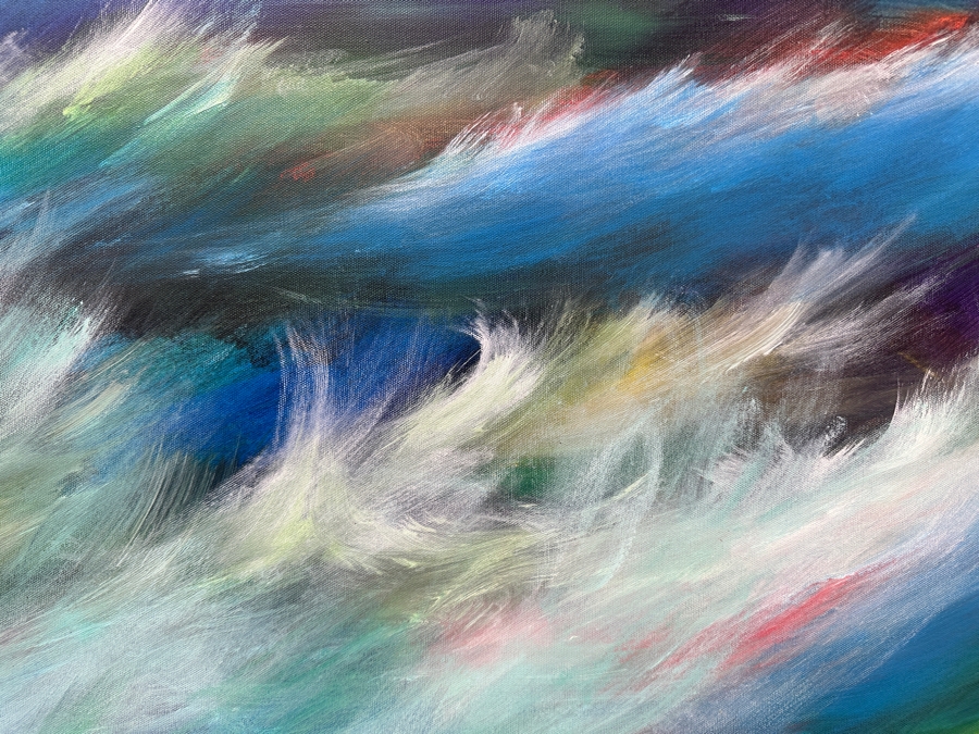 Gerrit Greve (1948-2024, Cardiff by the Sea, CA) Original Acrylic Painting On Canvas Titled 'December Ocean 2'  Signed Verso 30' X 40' Estimate $1,200 - $1,500 [Photo 5]