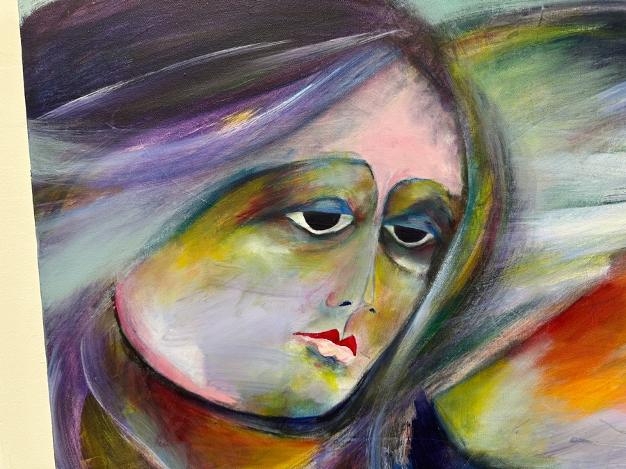 Gerrit Greve (1948-2024, Cardiff by the Sea, CA) Original Acrylic Painting On Canvas Titled '2 Faces'  Signed Lower Right 30' X 40' Estimate $1,200 - $1,500 [Photo 3]