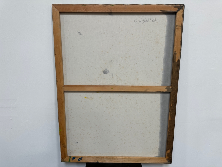 Gerrit Greve (1948-2024, Cardiff by the Sea, CA) Original Acrylic Painting On Canvas Titled 'Mother With Child And Cat' Signed Lower Right 30' X 40' Estimate $1,200 - $1,500 [Photo 6]