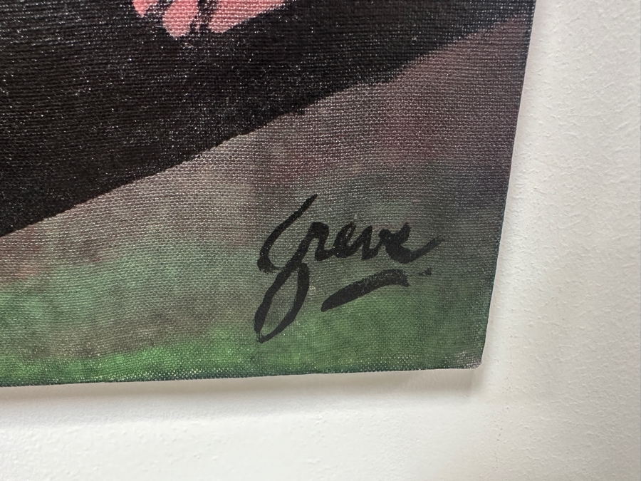 Gerrit Greve (1948-2024, Cardiff by the Sea, CA) Original Acrylic Painting On Canvas Titled 'Mother With Child And Cat' Signed Lower Right 30' X 40' Estimate $1,200 - $1,500 [Photo 5]