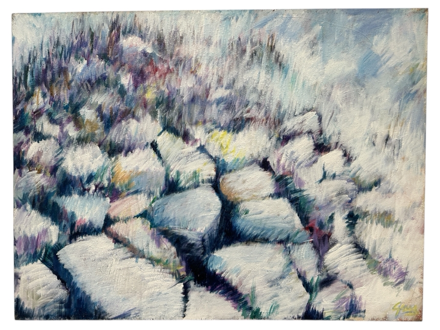 Gerrit Greve (1948-2024, Cardiff by the Sea, CA) Original Acrylic Painting On Canvas Titled 'Summer Rocks'  Signed Lower Right 40' X 30' Estimate $1,200 - $1,500