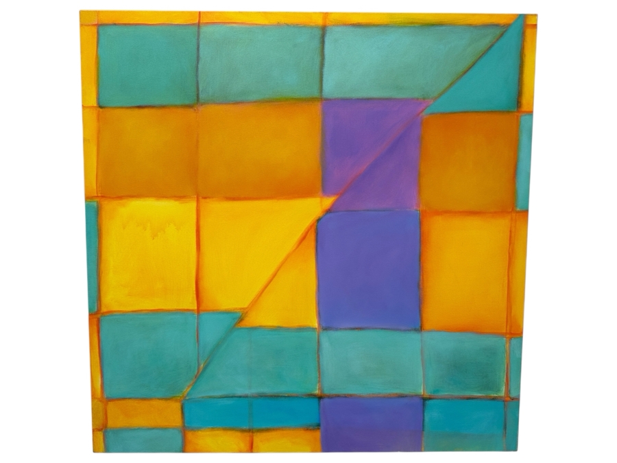 Gerrit Greve (1948-2024, Cardiff by the Sea, CA) Original Acrylic Painting On Canvas Titled 'Structure 23' 2022 Signed Verso 48' X 48' Estimate $2,304 - $2,880