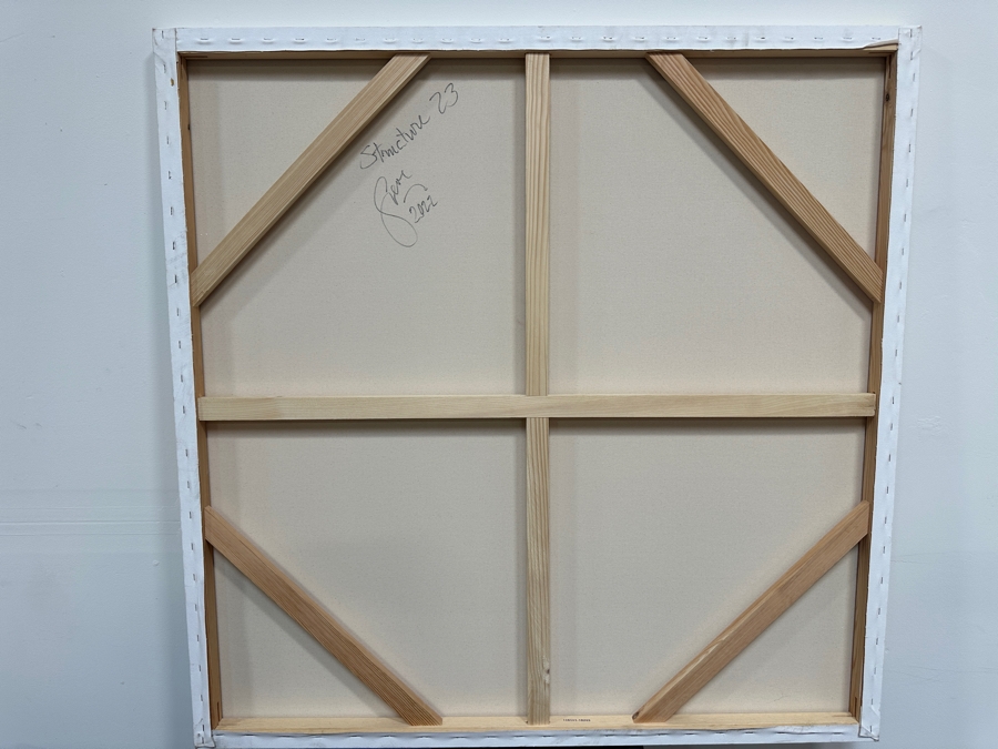 Gerrit Greve (1948-2024, Cardiff by the Sea, CA) Original Acrylic Painting On Canvas Titled 'Structure 23' 2022 Signed Verso 48' X 48' Estimate $2,304 - $2,880 [Photo 5]