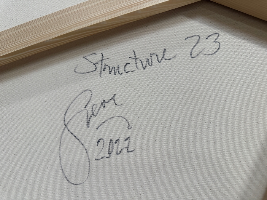 Gerrit Greve (1948-2024, Cardiff by the Sea, CA) Original Acrylic Painting On Canvas Titled 'Structure 23' 2022 Signed Verso 48' X 48' Estimate $2,304 - $2,880 [Photo 6]
