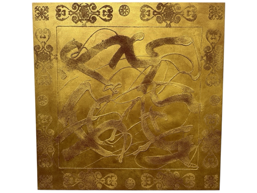 Gerrit Greve (1948-2024, Cardiff by the Sea, CA) Original Acrylic Sand Painting On Canvas Titled 'Icon Prayer' 2001 Signed Verso 48' X 48' Estimate $2,304 - $2,880
