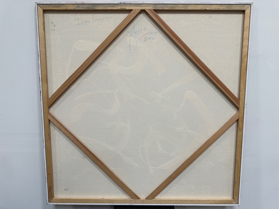 Gerrit Greve (1948-2024, Cardiff by the Sea, CA) Original Acrylic Sand Painting On Canvas Titled 'Icon Prayer' 2001 Signed Verso 48' X 48' Estimate $2,304 - $2,880 [Photo 6]