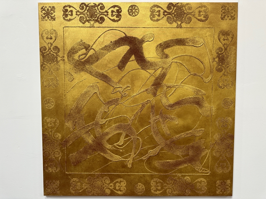 Gerrit Greve (1948-2024, Cardiff by the Sea, CA) Original Acrylic Sand Painting On Canvas Titled 'Icon Prayer' 2001 Signed Verso 48' X 48' Estimate $2,304 - $2,880 [Photo 2]