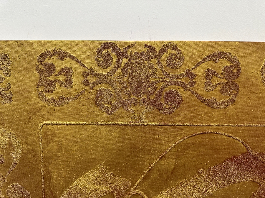 Gerrit Greve (1948-2024, Cardiff by the Sea, CA) Original Acrylic Sand Painting On Canvas Titled 'Icon Prayer' 2001 Signed Verso 48' X 48' Estimate $2,304 - $2,880 [Photo 4]