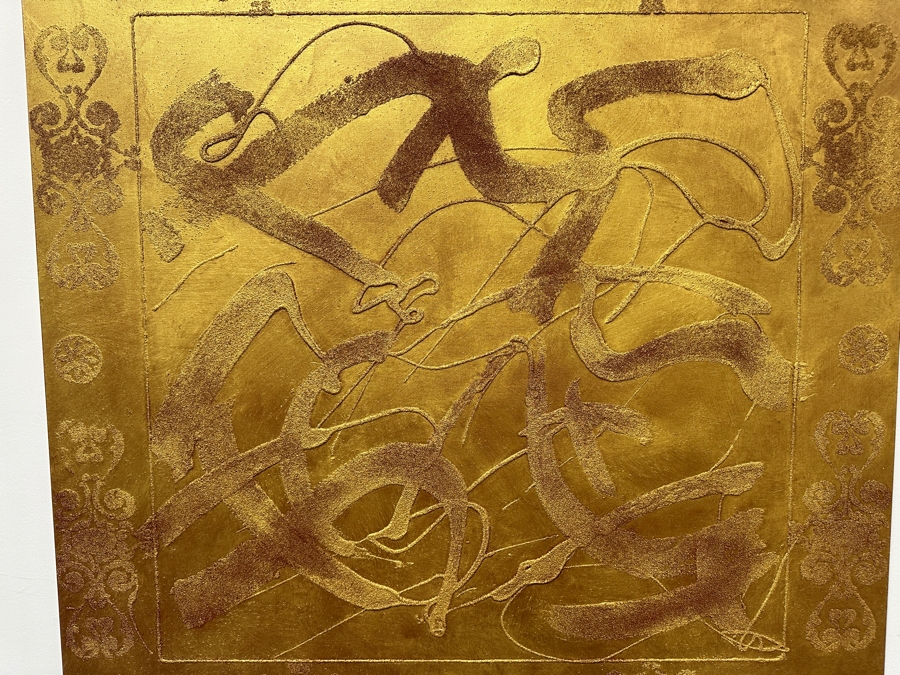 Gerrit Greve (1948-2024, Cardiff by the Sea, CA) Original Acrylic Sand Painting On Canvas Titled 'Icon Prayer' 2001 Signed Verso 48' X 48' Estimate $2,304 - $2,880 [Photo 3]