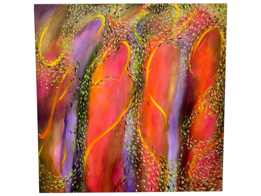 Gerrit Greve (1948-2024, Cardiff by the Sea, CA) Original Acrylic Painting On Canvas Titled 'Underwater Sacred Totems' 2021 Signed Verso 48' X 48' Estimate $2,304 - $2,880